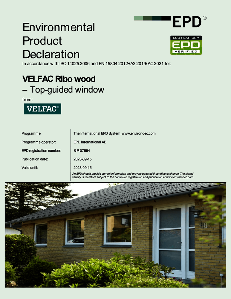 EPD for VELFAC Ribo wood top-guided window
